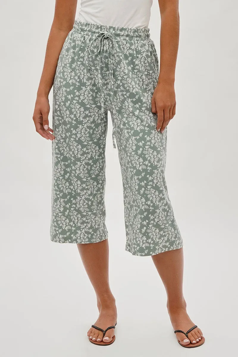 International INC Company Floral Tie Waist Capris - Mint sold by Fairweather
