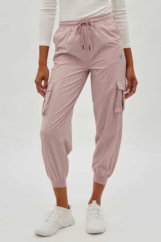 Canada Weather Gear Tie Waist Cargo Joggers - Pink sold by Fairweather