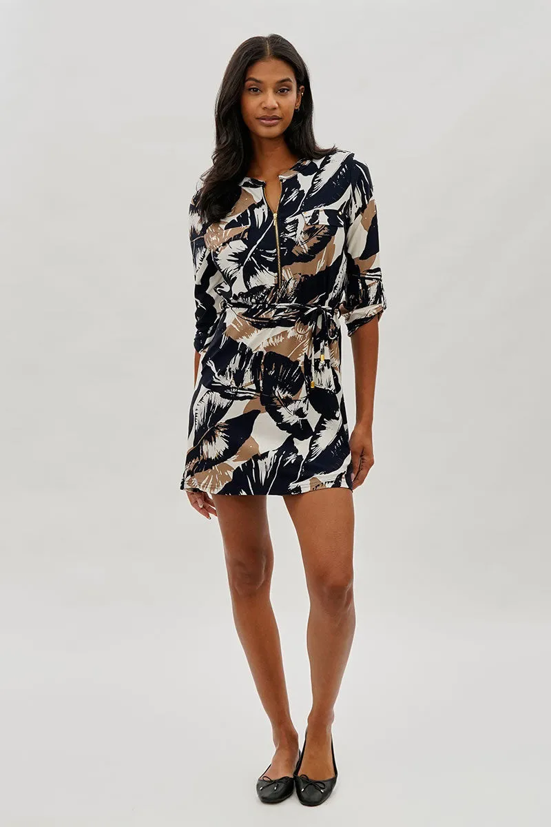 Beechers Brook Floral Tie Waist Half Zip Day Dress - Navy sold by Fairweather product image thumbnail 5