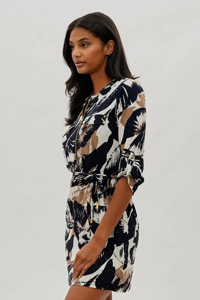 Beechers Brook Floral Tie Waist Half Zip Day Dress - Navy sold by Fairweather product image thumbnail 2
