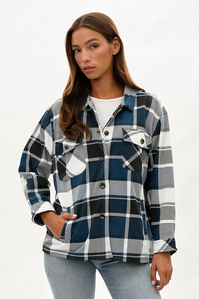 Canada Weather Gear Plaid Button Up Lightweight Jacket - Teal sold by Fairweather