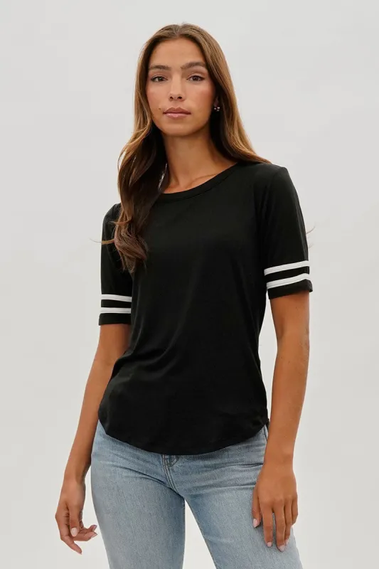 Stylexchange Vintage Striped Varsity Tee - Black sold by Fairweather