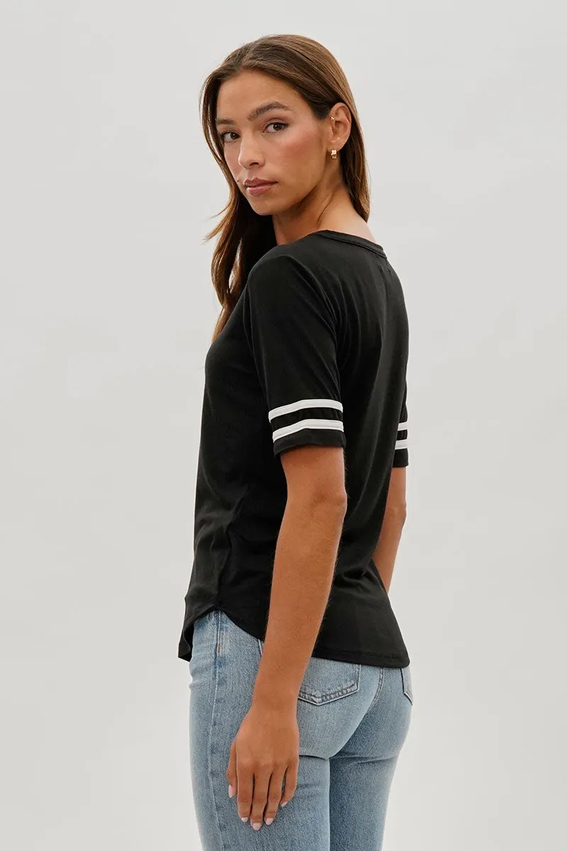 Stylexchange Vintage Striped Varsity Tee - Black sold by Fairweather product image thumbnail 3