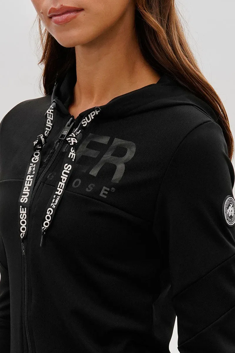 Super Triple Goose Zip Up Mesh Detail Hoodie - Black sold by Fairweather product image thumbnail 4