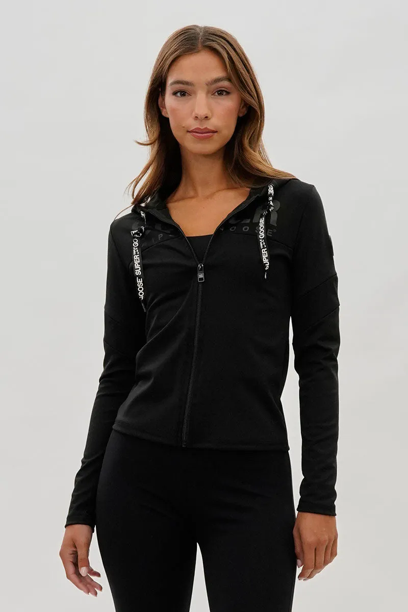 Super Triple Goose Zip Up Mesh Detail Hoodie - Black sold by Fairweather