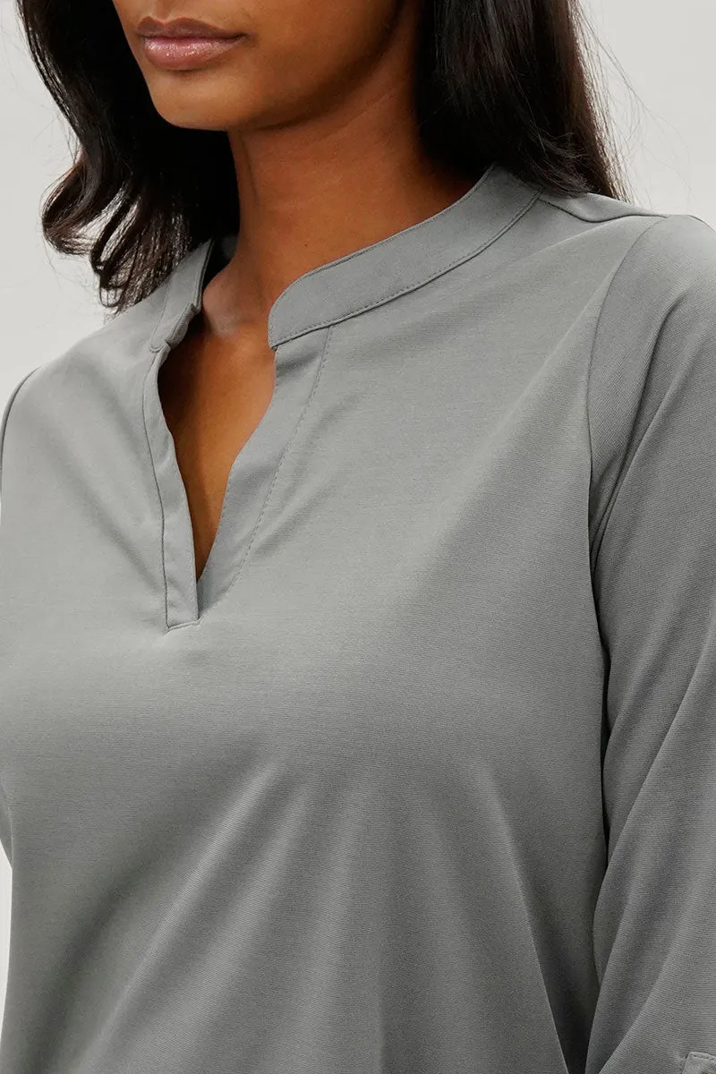 Split Neck Roll Up Sleeve Blouse - Grey sold by Fairweather product image thumbnail 4