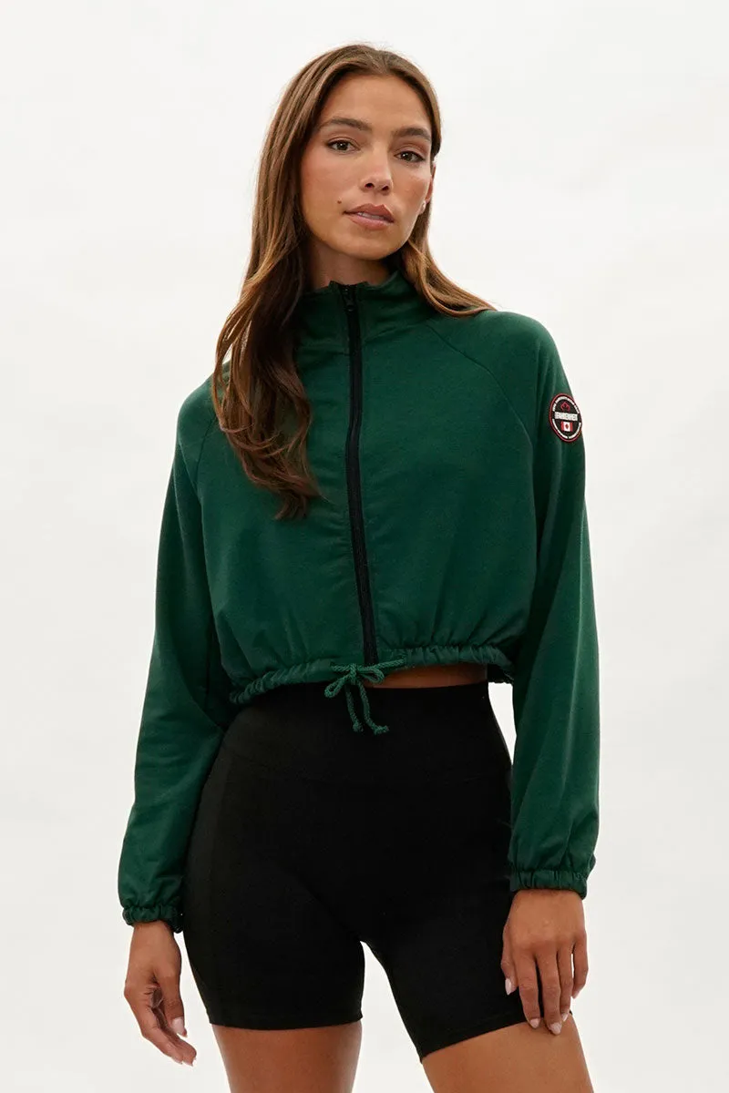 Fahrenheit Cropped Drawstring Lightweight Jacket - Green sold by Fairweather