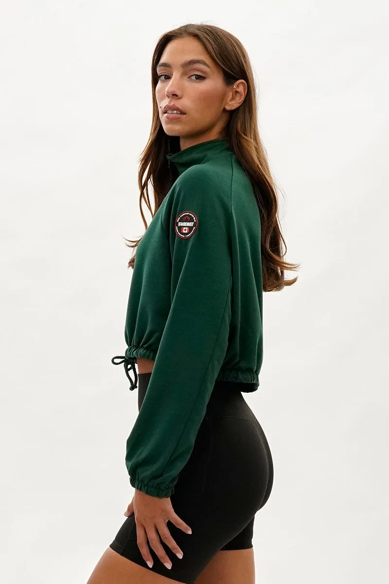 Fahrenheit Cropped Drawstring Lightweight Jacket - Green sold by Fairweather product image thumbnail 2