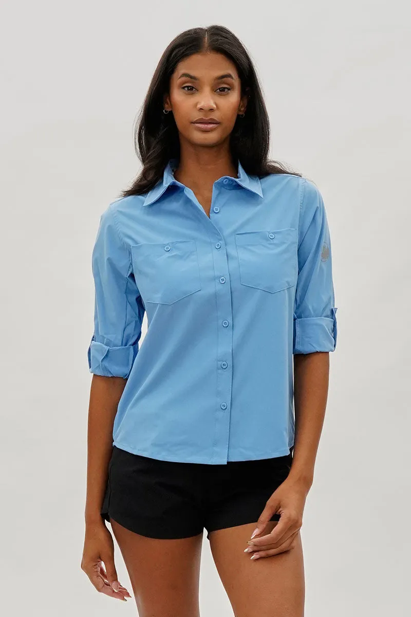 Canada Weather Gear Button Up Utility Shirt - Blue sold by Fairweather