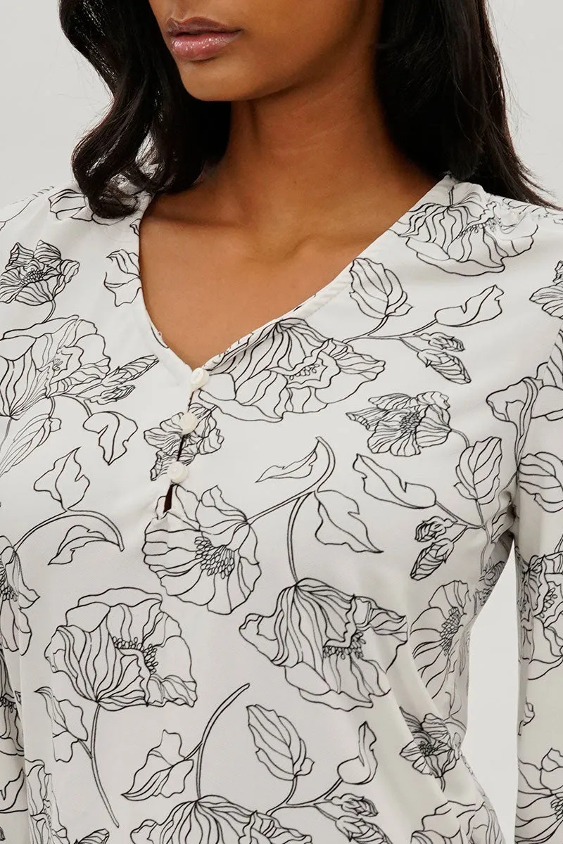 Beechers Brook Floral Henley Blouse - White sold by Fairweather product image thumbnail 4