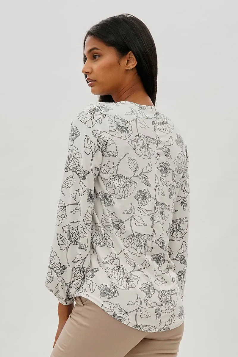 Beechers Brook Floral Henley Blouse - White sold by Fairweather product image thumbnail 3