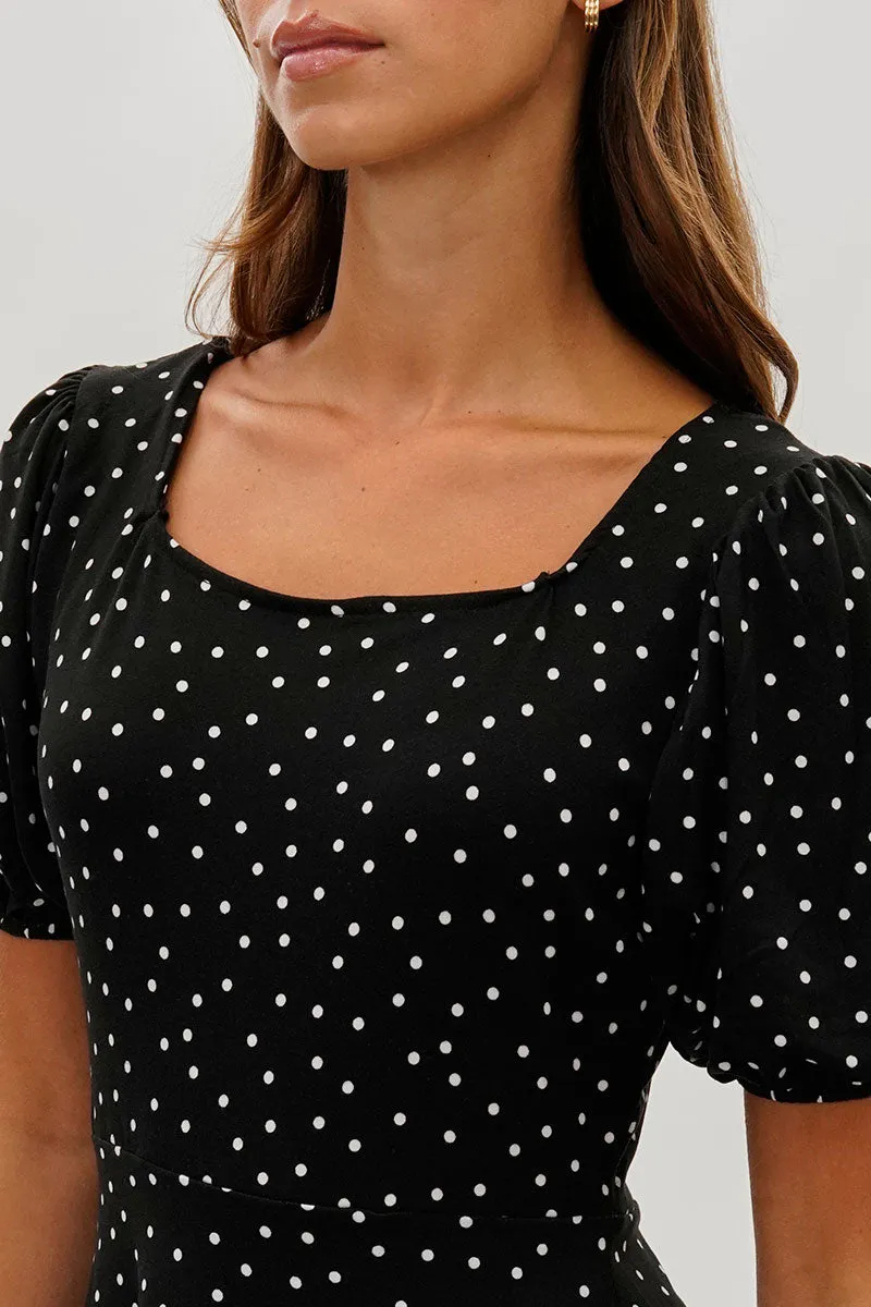 Costa Blanca Dotted Square Neck Day Dress - Black sold by Fairweather product image thumbnail 4