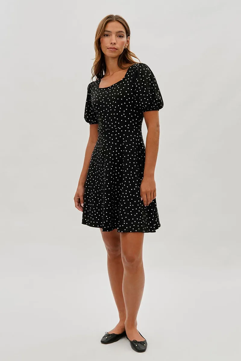 Costa Blanca Dotted Square Neck Day Dress - Black sold by Fairweather product image thumbnail 5