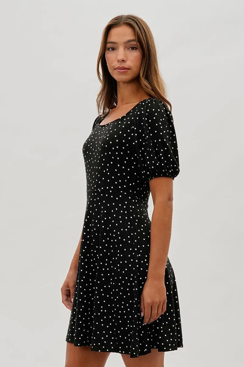 Costa Blanca Dotted Square Neck Day Dress - Black sold by Fairweather product image thumbnail 2