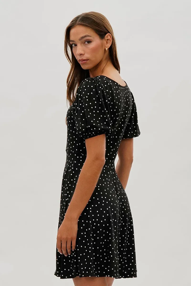 Costa Blanca Dotted Square Neck Day Dress - Black sold by Fairweather product image thumbnail 3