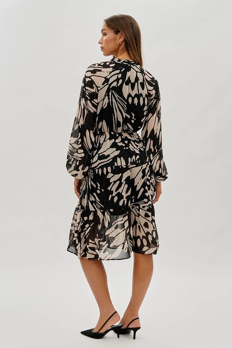 Costa Blanca Long Sleeve Belted Midi Dress - Black sold by Fairweather product image thumbnail 3