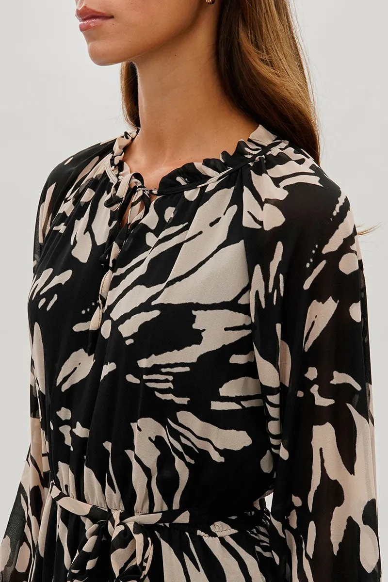 Costa Blanca Long Sleeve Belted Midi Dress - Black sold by Fairweather product image thumbnail 4