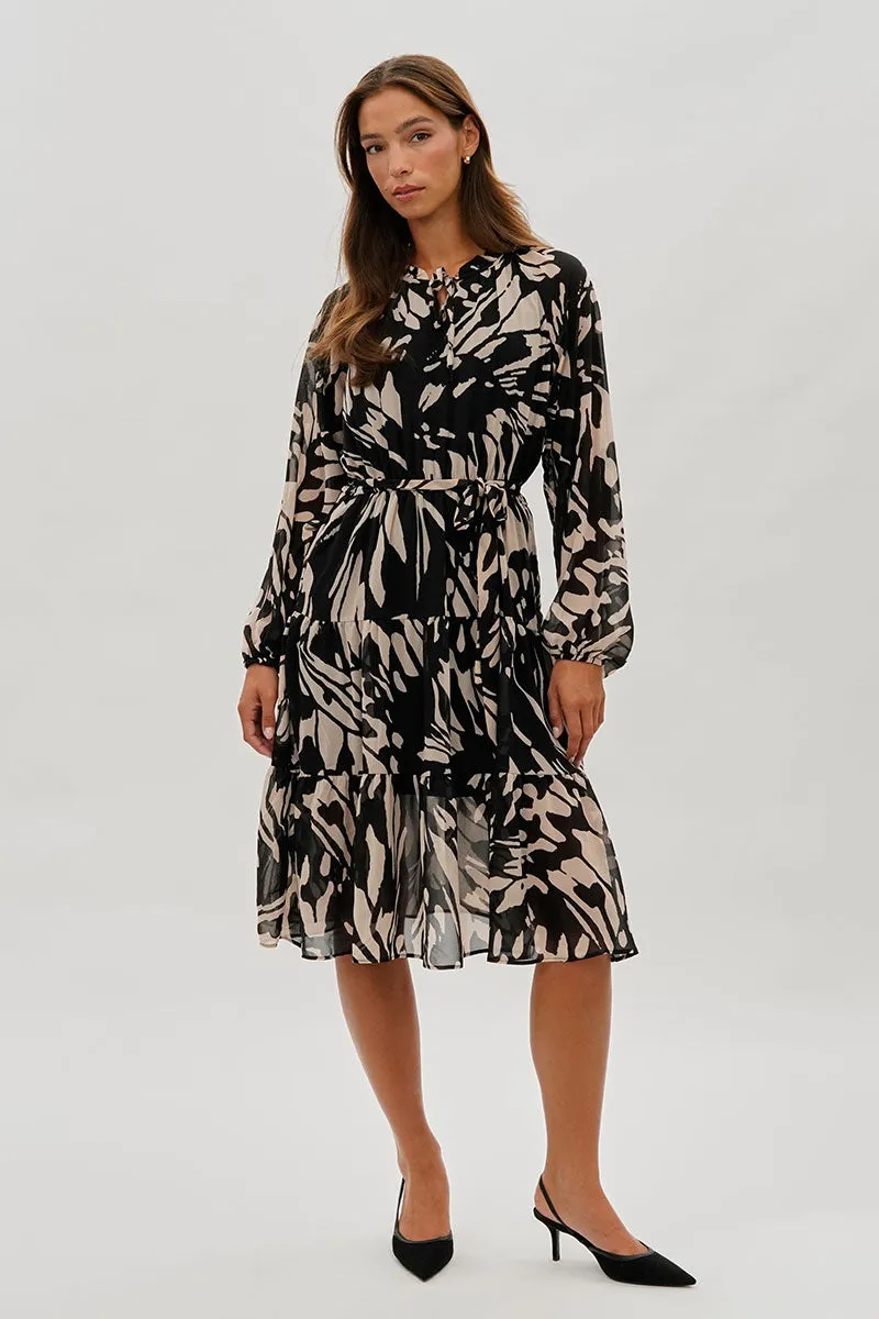 Costa Blanca Long Sleeve Belted Midi Dress - Black sold by Fairweather product image thumbnail 5