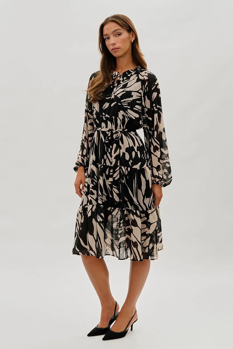 Costa Blanca Long Sleeve Belted Midi Dress - Black sold by Fairweather product image thumbnail 2