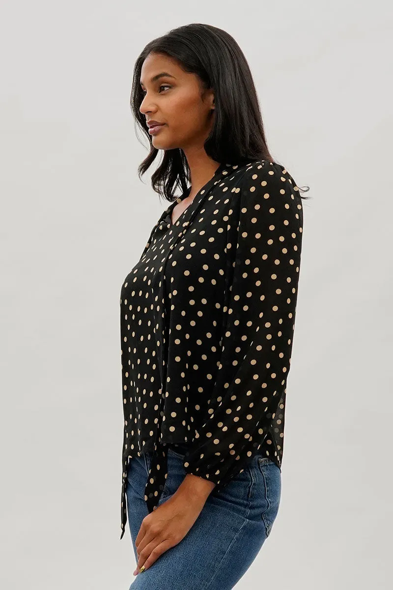 Beechers Brook Dotted Tie-Neck Long Sleeve Blouse - Black sold by Fairweather product image thumbnail 2
