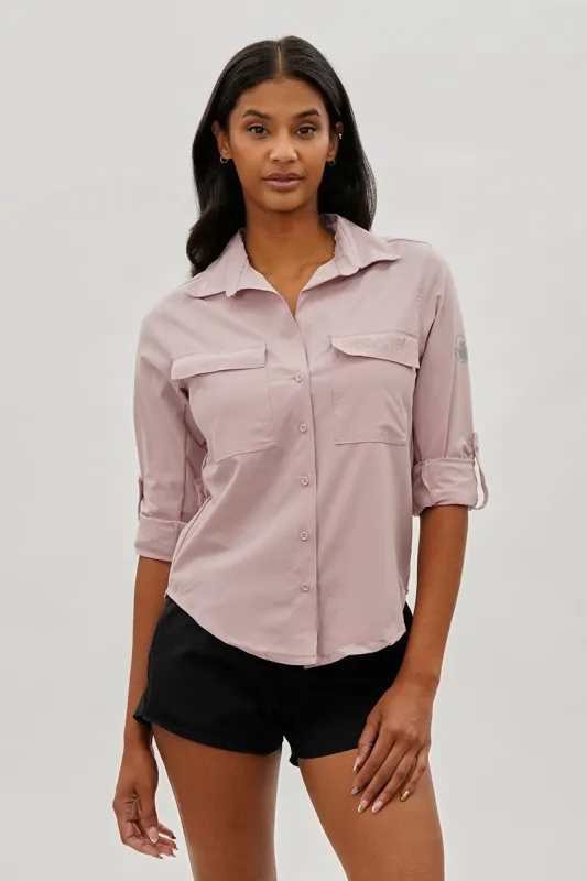 Canada Weather Gear Button Up Ripstop Utility Shirt - Pink sold by Fairweather