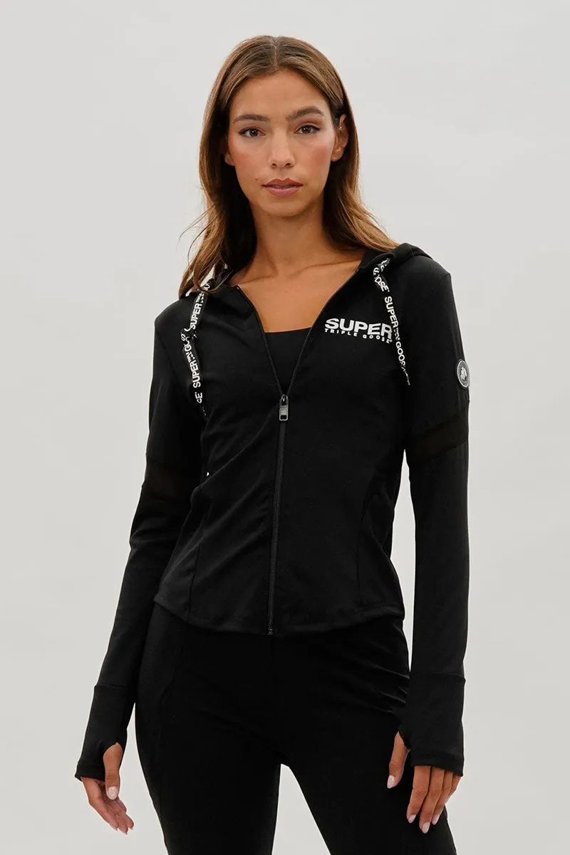 Super Triple Goose Zip Up Active Hoodie - Black sold by Fairweather