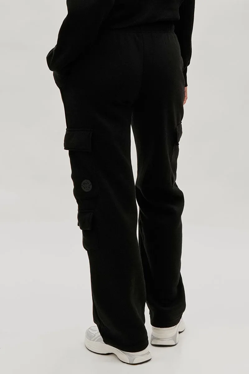 Fahrenheit Tie Waist Cargo Sweatpants - Black sold by Fairweather product image thumbnail 3