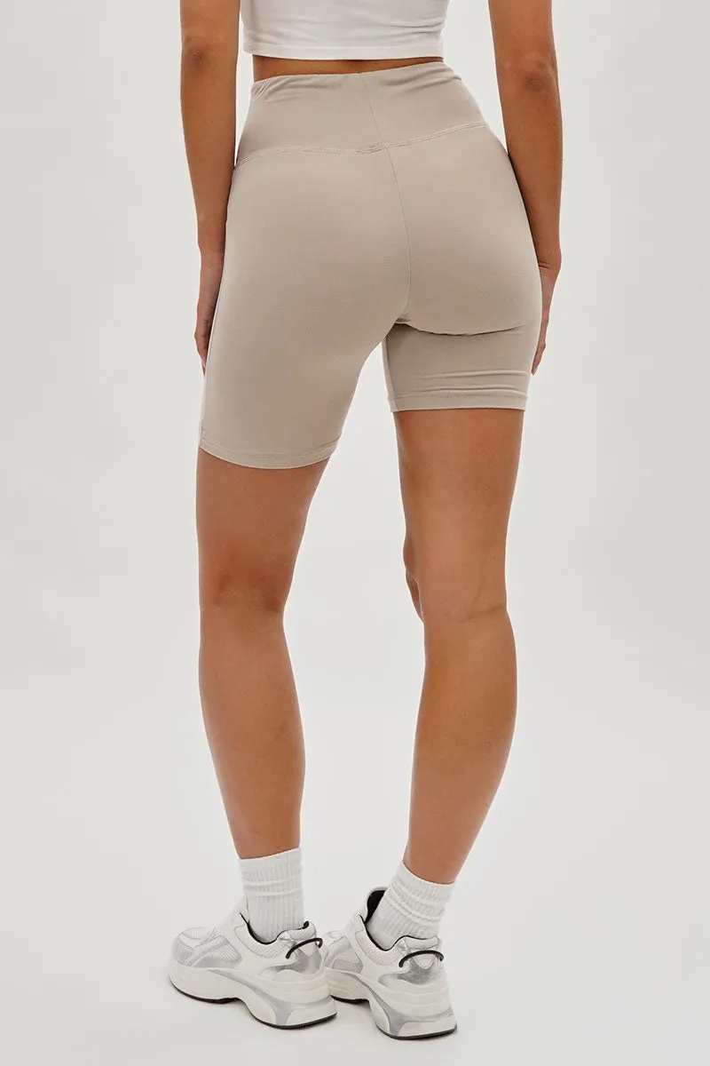 Mikk High-Waisted Biker Shorts - Beige sold by Fairweather product image thumbnail 3