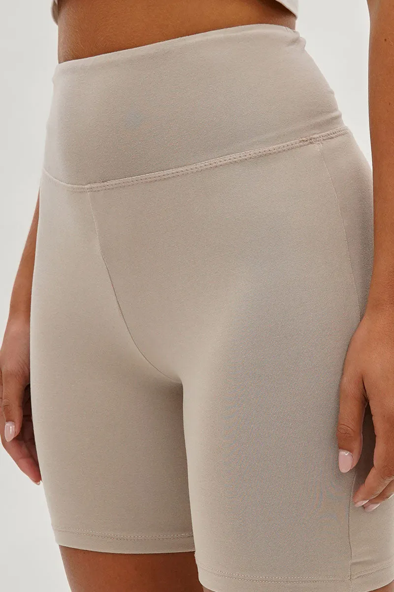 Mikk High-Waisted Biker Shorts - Beige sold by Fairweather product image thumbnail 4
