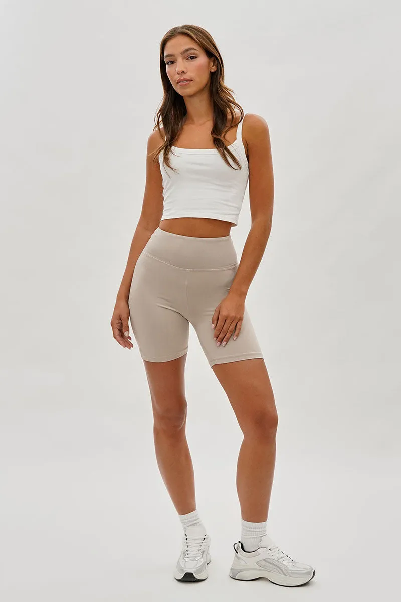 Mikk High-Waisted Biker Shorts - Beige sold by Fairweather product image thumbnail 5