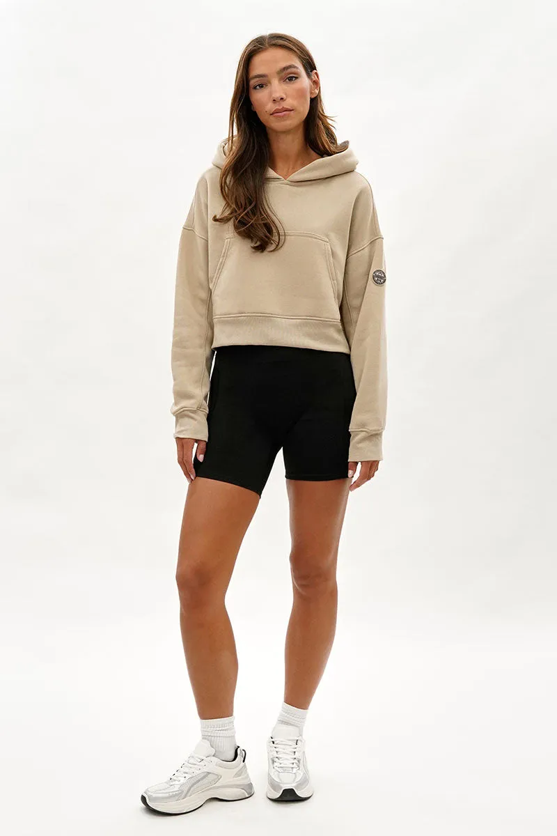 Fahrenheit Cropped Drop Shoulder Hoodie - Beige sold by Fairweather product image thumbnail 5