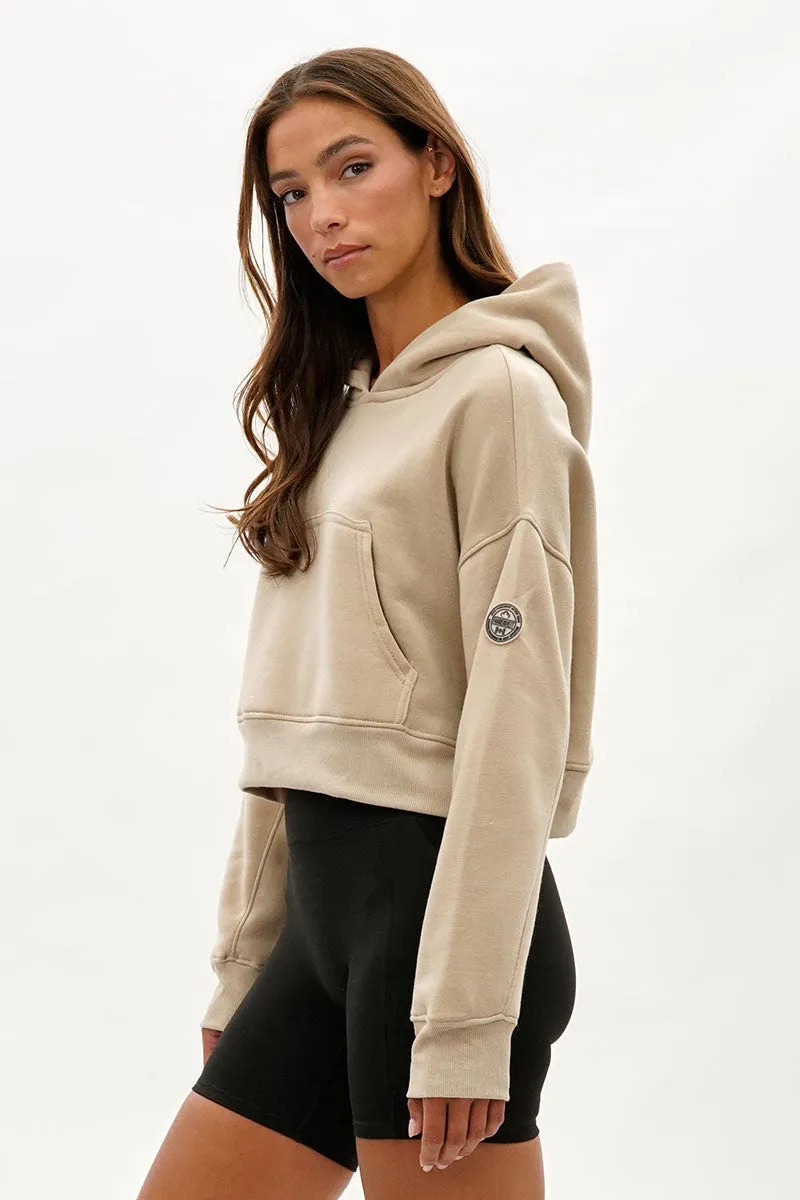 Fahrenheit Cropped Drop Shoulder Hoodie - Beige sold by Fairweather product image thumbnail 2