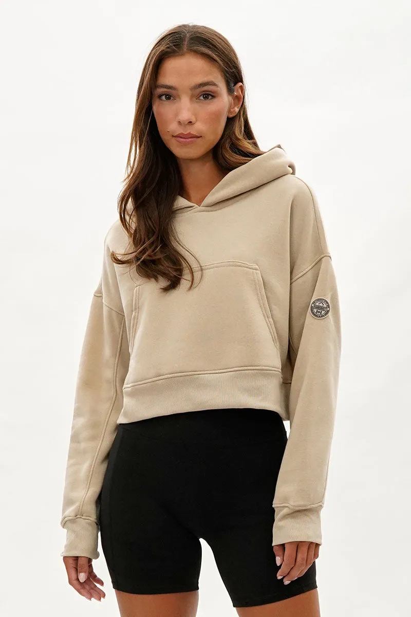 Fahrenheit Cropped Drop Shoulder Hoodie - Beige sold by Fairweather