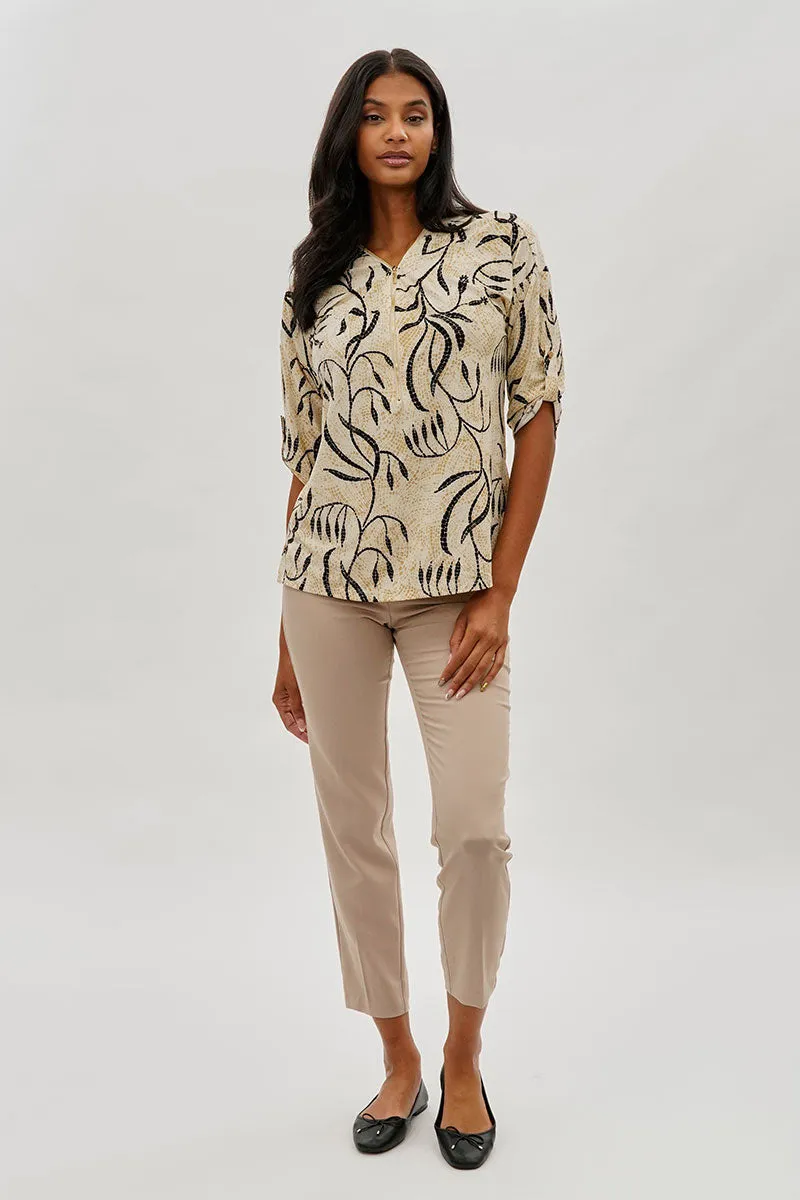 Beechers Brook Patterned Half Zip Blouse - Beige sold by Fairweather product image thumbnail 5