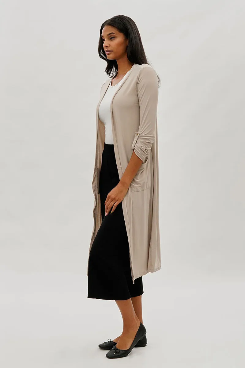 Limite Open Front Lightweight Duster Cardigan - Beige sold by Fairweather product image thumbnail 2