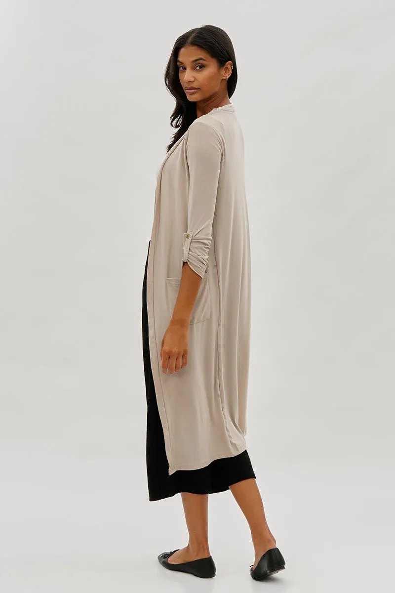 Limite Open Front Lightweight Duster Cardigan - Beige sold by Fairweather product image thumbnail 3