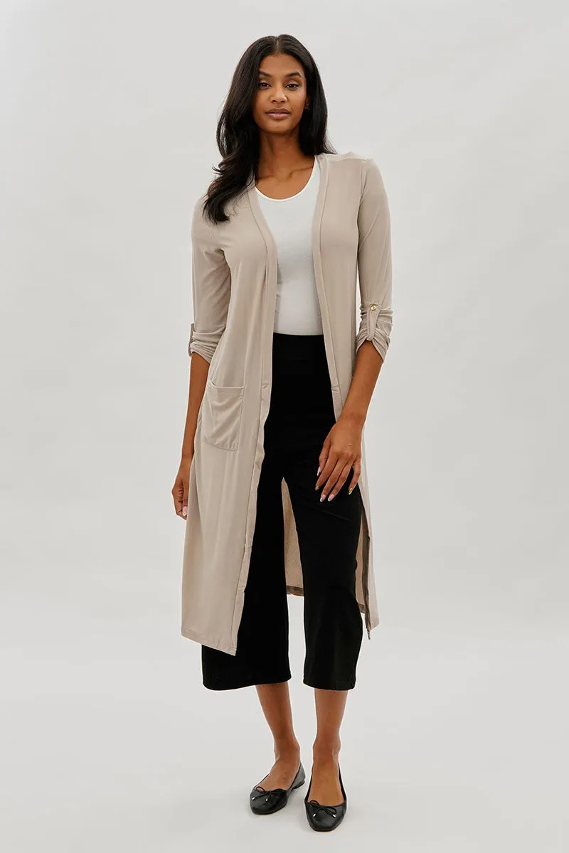 Limite Open Front Lightweight Duster Cardigan - Beige sold by Fairweather product image thumbnail 5