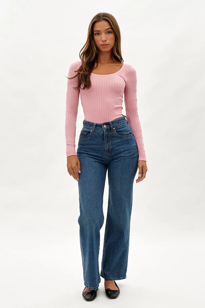 International INC Company Ribbed Scoop Neck Long Sleeve Top - Pink sold by Fairweather product image thumbnail 5