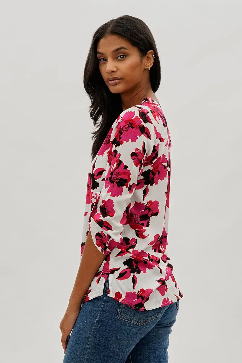 International INC Company Floral Roll Up Sleeve Blouse - White sold by Fairweather product image thumbnail 3