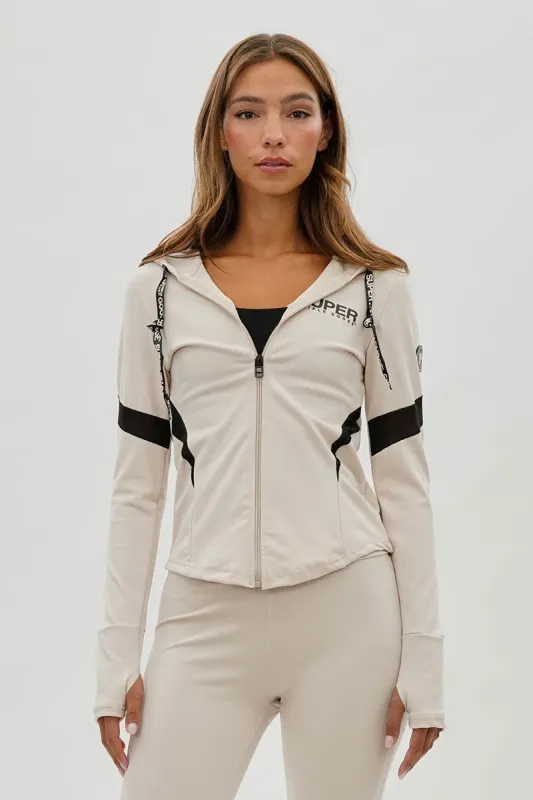 Super Triple Goose Zip Up Active Hoodie - Beige sold by Fairweather