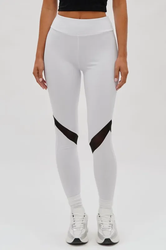 Super Triple Goose Mesh Detail Leggings - White sold by Fairweather