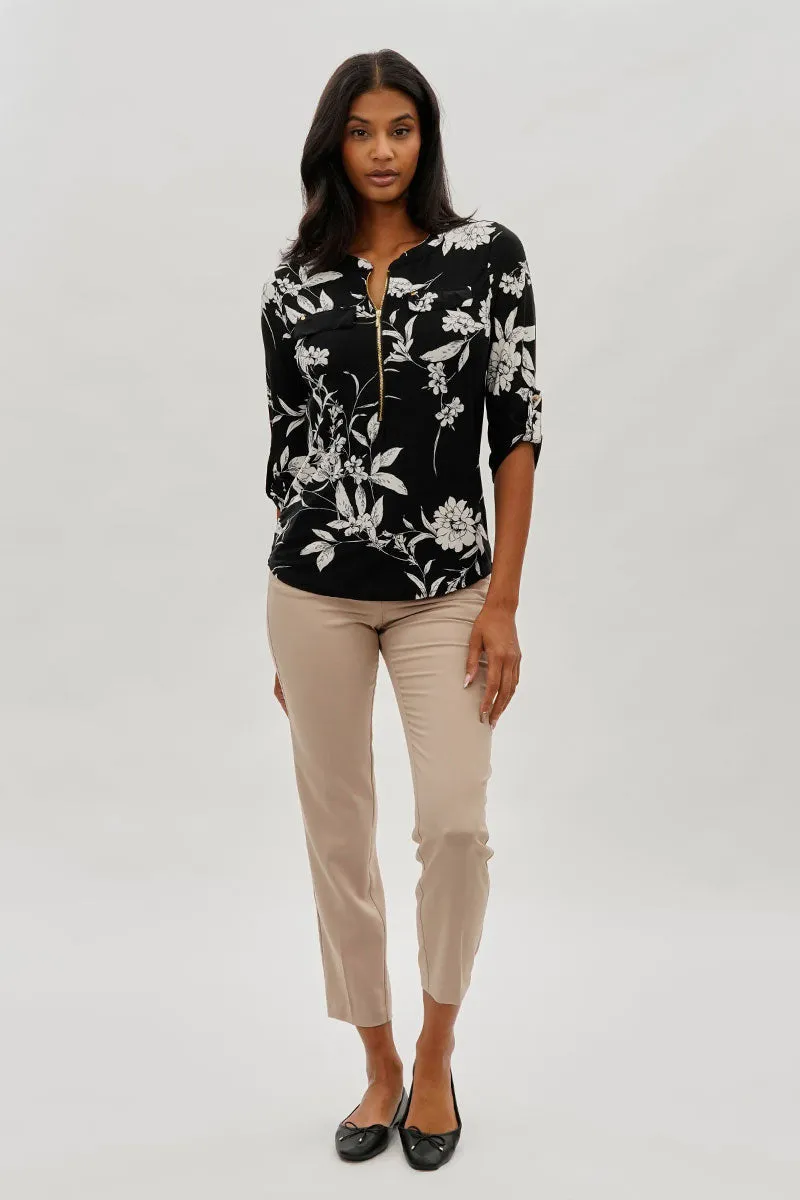 Beechers Brook Floral Half Zip Blouse - Black sold by Fairweather product image thumbnail 5