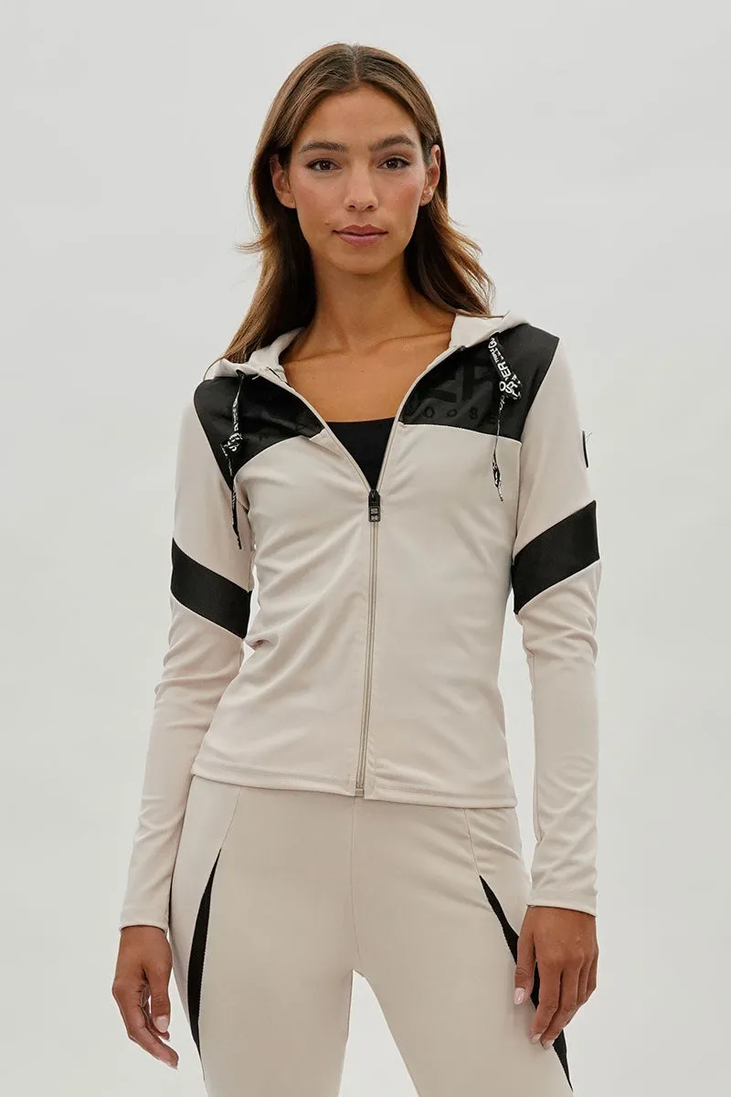 Super Triple Goose Zip Up Mesh Detail Hoodie - Beige sold by Fairweather