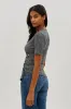 Beechers Brook Patterned Side Button Tee - Black sold by Fairweather