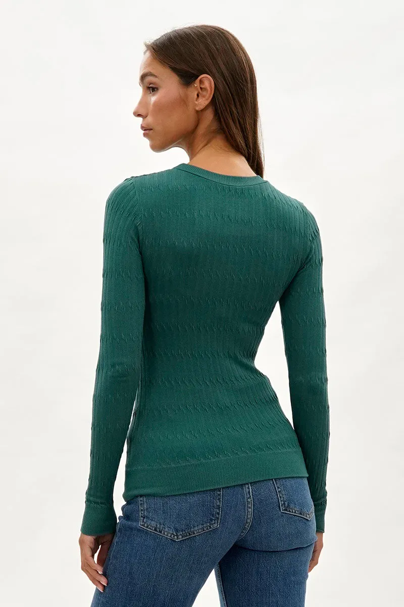 International INC Company Ribbed Crew Neck Long Sleeve Top - Green sold by Fairweather product image thumbnail 3