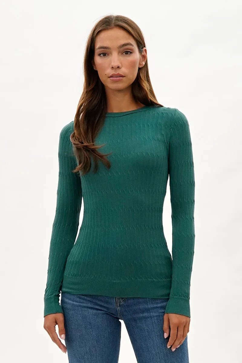 International INC Company Ribbed Crew Neck Long Sleeve Top - Green sold by Fairweather