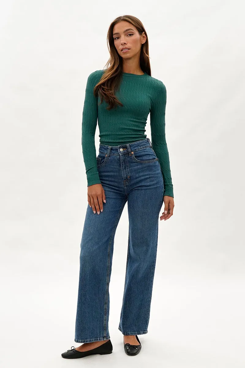 International INC Company Ribbed Crew Neck Long Sleeve Top - Green sold by Fairweather product image thumbnail 5