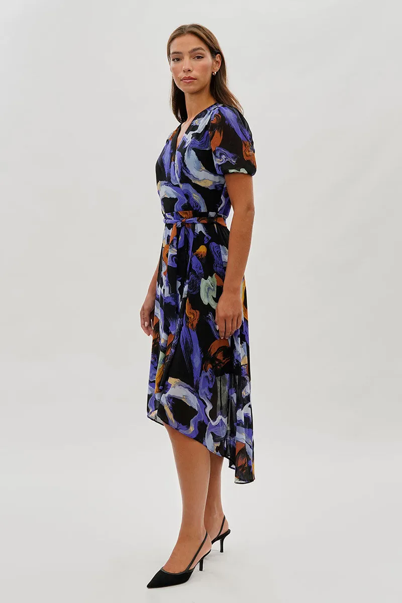 Costa Blanca Patterned Crossover Midi Dress - Black sold by Fairweather product image thumbnail 2
