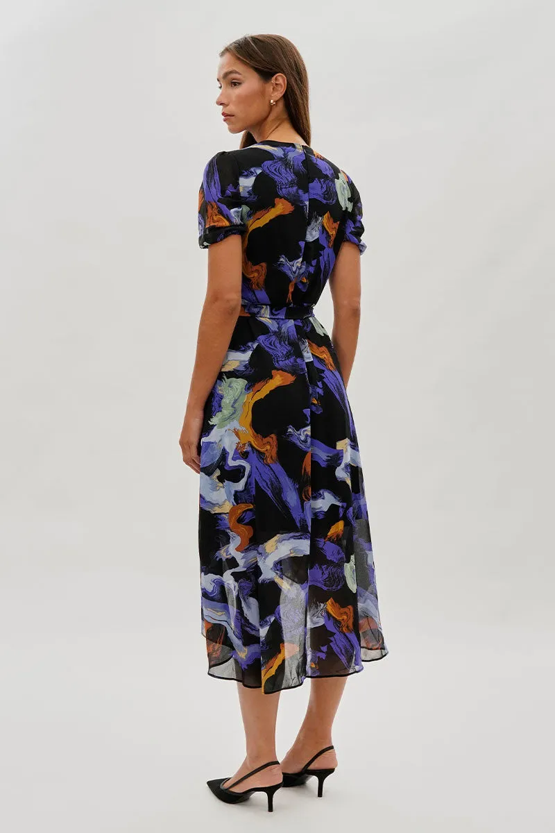 Costa Blanca Patterned Crossover Midi Dress - Black sold by Fairweather product image thumbnail 3