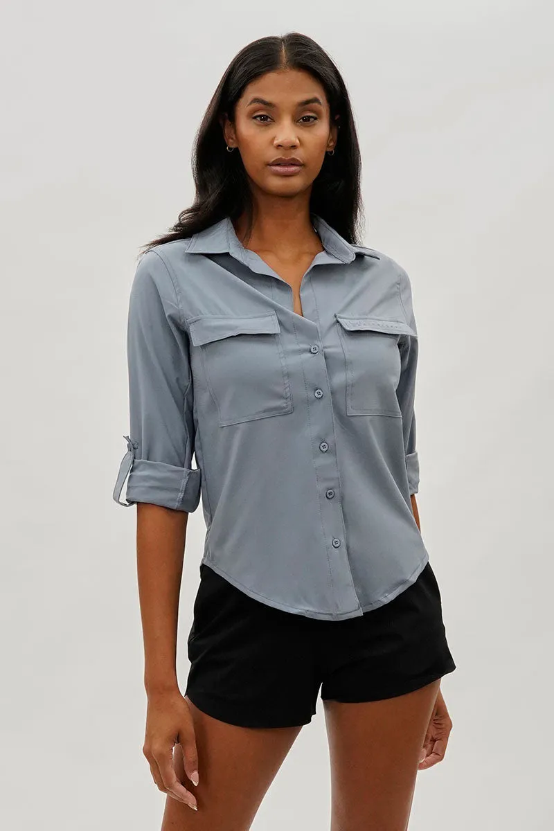 Canada Weather Gear Button Up Ripstop Utility Shirt - Grey sold by Fairweather